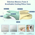 Cervical Pillow for Neck and Shoulder Pain Relief, Ergonomic Neck Pillow for Sleeping, Contour Memory Foam Cervical Pillow, Neck Pillow for Side Back Stomach Sleepers with Ice Silk Fabric (Green)