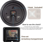 Geevon 12" Vintage Wall Clock Non Ticking with Hygrometer and Thermometer Combo,Battery Operated Quartz Decorative Wall Clocks for Home,Living Room,Office,Classroom,Kitchen,Bedroom Decor