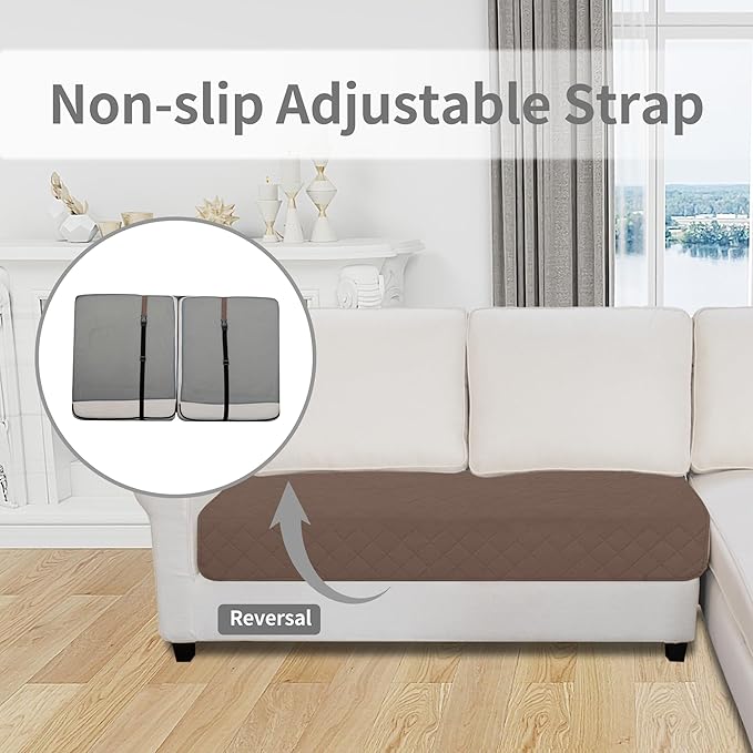 Easy-Going Sectional Couch Covers for Dogs L Shape Sofa Cover Reversible Sofa Slipcover Chaise Lounge Cover Furniture Protector Cover for Pets Dog Cat (30 x 50 inches, Brown/Beige)