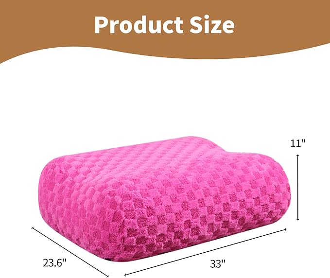 Pouf Ottoman, Comfy Poufs with Jacquard Shaggy Plush, High-Density Memory Foam Foot Stool for Living Room, Pink