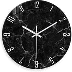 Marble Minimalist Wall Clock for Living Room Black Wall Clocks Battery Operated 20 Inch Big Glass Wall Clock Non Ticking