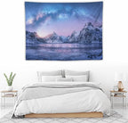 HZOHNAGO Mountain Tapestry Aurora Snow Mountain Sunset Pattern Printed Wall Tapestry Wall Hanging for Bedroom Living Room Dorm 40" W x 30" H