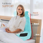Nestl Reading Pillow Large Bed Pillow, Back Pillow for Sitting in Bed Shredded Memory Foam Chair Pillow, Reading & Bed Rest Pillows Light Blue Back Pillow for Bed, Bed Chair Arm Pillow with Pockets