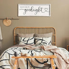 flowtorely Always Kiss Me Goodnight Wall Sign For Master Bedroom Above Bed Wall Decor 32''×12'' Large Rustic Solid Wood Frame For Farmhouse Couples Above bed Wall Art Decoration (White)