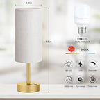 Small Touch Bedside Lamp with USB - 3 Way Dimmable Gold Table Lamp for Bedroom, Nightstand Lamp with Gold Charging Station for Desk Dorm, Office