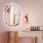 Kavaas Wavy Neon Mirror 16.9" x 12.7", LED Wave Mirror with Lights for Bedroom, Girls Room - Best Gifts for Teen Girls, Birthday, Christmas