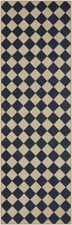 Lahome Checkered Outdoor Runner Rug, 2x8 Kitchen Runner Rugs for Non Skid Washable Entryway Carpet, Checkerboard Non Slip Non Shedding Carpet for Bedroom