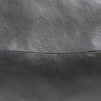 Square Shaped Goat Leather Handmade Eco-Friendly Black Pouf - 18" x 18" x 18", Plain Solid, Recycled Cotton Filled Stuffed Seating PF12