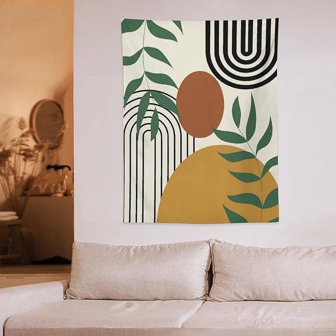 ICMOLYYENLO Boho Plant Aesthetic Tapestry, Abstract Medieval Arch Sun Home Aesthetic Wall Hanging For Bedroom Living Room Dormitory Tapestry 50x60 Inches
