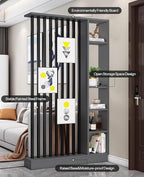 Wall Room Divider, Storage Cabinet Storage Display with Shelves, Modern Freestanding Wood Room Divider Screen, Wall Privacy Screens for Home Decorative (Grey+Black,47" L x 9.5" W x 79.5" H)