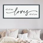 LuZhiQiang All Of Me Loves All Of You Wall Decor Art 40"×15" Master Bedroom Above Over Bed sign Love Quotes Large Framed Wooden Wall Hanging (Black)