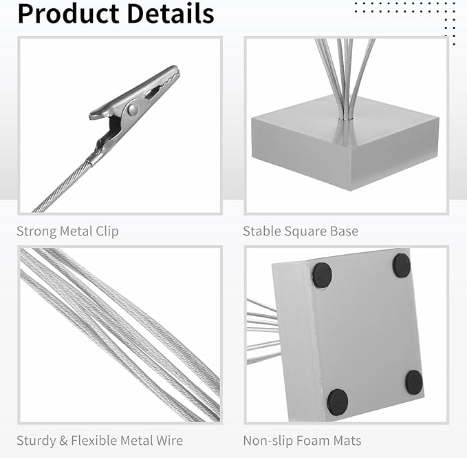 3 Pcs Photo Tree Holder with Clips, 8-Branch Gift Card Clip Holders, Multi-Head Metal Desk Card Display Stands, Table Number Holders, Ideal for Pictures, Notes, and Wedding Party Decorations