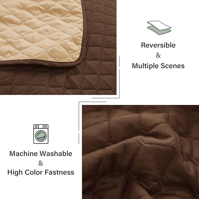 Exclusivo Mezcla Reversible Full Queen Quilt Bedding Set with Pillow Shams, Lightweight Quilts Queen Size, Soft Bedspreads Bed Coverlets for All Seasons - (Chocolate Brown, 90"x96")