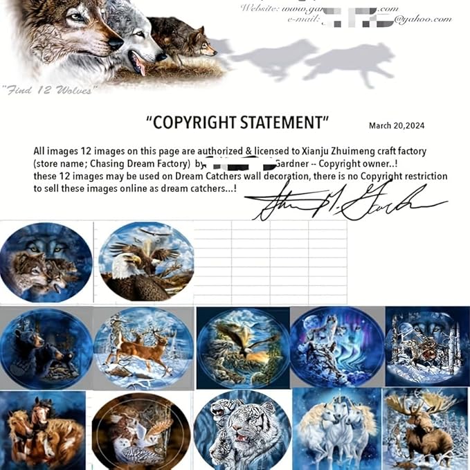 Remorelt Wolf Eagle Bear Dream Catcher Bedroom Wall Decor, Christmas Home Decoration, Room Accessory, White Moon Feather Decoration - Unique Home Craft Wall Pendant (DC08 6Inch Find 12 Wolves)