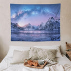 HZOHNAGO Mountain Tapestry Aurora Snow Mountain Sunset Pattern Printed Wall Tapestry Wall Hanging for Bedroom Living Room Dorm 40" W x 30" H