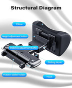 OQTIQ Adjustable Car Headrest Pillow, Fit for Different Heights, Memory Foam Car Neck Pillow for Driving, Comfortable Ergonomic Design Road Trip Essentials Car Pillow with Tablet Holder and Hook