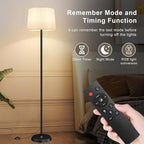 Floor Lamp for Living Room Bedroom,Modern Floor Lamp with Remote, Simple Design with Beige Shade,Foot Pedal Switch,Dimmable Colors Temperature,9W RGB LED Bulb
