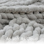Esterra Chunky Knit Throw Blanket Newly Upgraded Heavy Tighter Version, Handmade Chenille Throw Super Soft, Thick Yarn Cable Knit Crochet Throw Blanket for Couch Bed Sofa (50"x60" Light Grey)