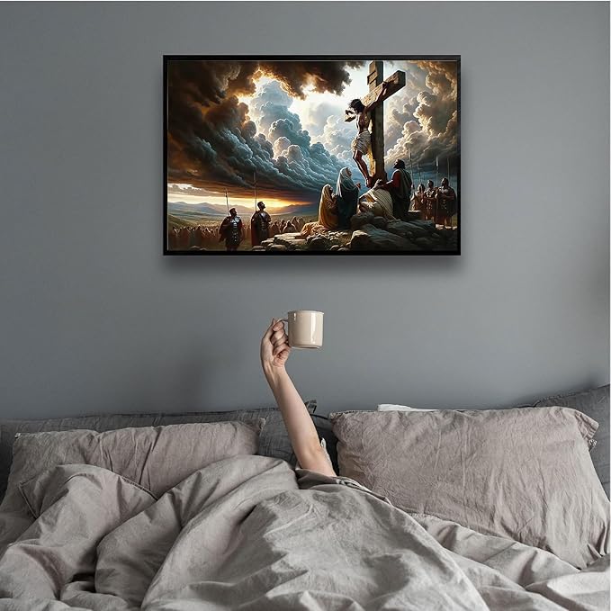 XWNLTEPK Christian Art Crucifixion Print Jesus on the Cross Art Wall Jesus Picture Modern Home Decor Canvas Wall Art Poster