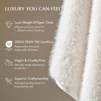 Luxury Faux Fur Throw Blanket, Soft Fluffy Faux Mink Blankets for Bed, Couch, Sofa, Thick Cozy Plush Warm Fur Throws with Reversible Velvet, Ivory Mink, 50"x60"