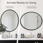 OVALCREST - Oval Wooden Beveled Wall Mirror for Home Decor, Bathroom, Vanity, Bedroom, Living Room, Hallway - London Style (Matte Black) 21.1 x 25.1