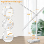 Dott Arts LED Desk Lamp with USB Ports, Touch Control, 5 Color Modes, 3 Brightness Levels, Foldable Design, White