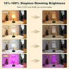 Unicozin Small Table Lamp, 3 CCT 3000K/4500K/6500K & RGB Color Changing, Stepless Dimmable Bedside Lamp for Reading, Touch Control Ambience Nightstand Light for Home Decor Party, Cream Shade
