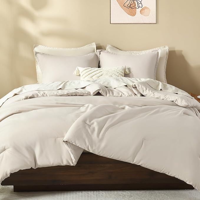 Litanika Comforters Tannish Grey California King Size, 3 Pieces Lightweight Solid Bedding Set & Collections, All Season Fluffy Bed Set (104x96In Comforter & 2 Pillowcases)