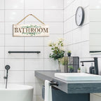 Bathroom Kitchen Laundry Pantry Sign Wall Decor 4 Piece, Wall Art with Plant Print, Rustic Farmhouse Wall Hanging Plaque Home Kitchen Decorative Bathroom, 4.7 x 13.7 inches