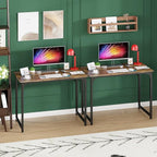 PayLessHere | 39 Inch Computer Desk | Brown | Office Desk with Metal Frame, Adjustable Feet | Water-Resistant, Scratchproof Surface | Sturdy Writing Table for Home Office or Study | Pack of 2
