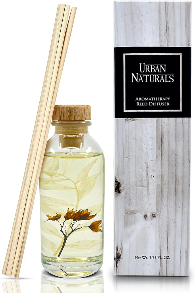 Urban Naturals Cedarwood & Vanilla Reed Diffuser Set | Made with Essential Oils & Real Botanicals | Cedar, Vanilla, Oak and Moss | Made in The USA