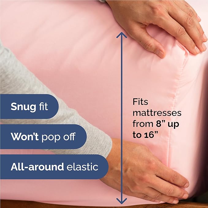 Twin XL Sheets Set 4 Piece - Includes 2 Pillowcases - Bed Sheets Twin XL Size - Soft Hotel Luxury Bedding - Cooling, Comfy & Breathable - 1 Flat & 1 Fitted & 2 Pillowcases w/ Deep Pockets - Baby Pink