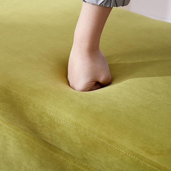 Modern Upholstered Storage Bench, Velvet Fabric 50" Long Entryway Bench with Storage and Seating, Comfy Cute Ottoman Bench for Living Room/End of Bed/Hallway, Olive Green