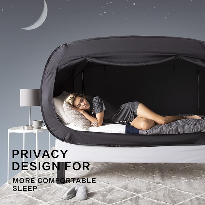 Bed Tent Full Bed Canopy Portable Dream Tent for Adult Indoor Sleeping Tents with 2 Doors Breathable Private Space Tents, Black