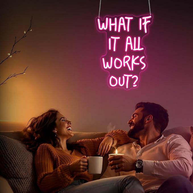 What If It All Works Out Neon Sign, Neon Signs for Wall Decor Neon Pink LED Signs Room Neon Light Up Signs Home Decor for Bedroom Club Party Bar Shop USB Operated