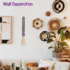 Agate Stone Hand Knotted Garland Modern Farmhouse Rustic Table Home Decor, 30inch Meditation Accessories with Tassel, Prayer Healing Beads Boho Wall Shelf Hanging Decoration (Deep Purple)