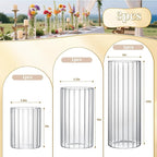 3 Pack Ribbed Glass Cylinder Vases 4,6,10 Inch Tall Clear Flower Vase Hurricane Floating Candle Holder for Table Centerpiece Wedding Home Decor