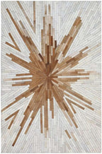 Faux Cowhide Area Rug | Radiating Starburst Pattern Non-Slip Leather Carpet for Western, Farmhouse & Modern Home Décor – Living Room, Bedroom & Office Accent(Tan_3x8)