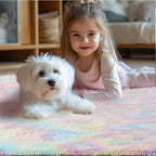Rainbow Rug for Girls Bedroom: Fuzzy Rugs for Kids Room - Rainbow Carpet for Bedroom Decor