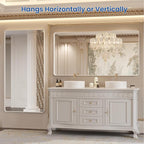 WEER White Bathroom Mirror 72X36 Inch, Rounded Rectangle White Metal Frame Mirror, Matte White Bathroom Vanity Mirror with Tempered Glass, Anti-Rust, Hangs Horizontally or Vertically