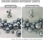 Silver Grey Vase Filler | 150PCS Pearls Bead for Centerpieces Vases | 8/14/20 mm No Hole Beads, Fake Pearls for Wedding Birthday Theme Party Table Centerpieces Decor