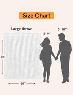 YnM Chunky Throw Blanket, Medium-Weight, Hand Knitted with Chenielle Yarn, Skin Friendly, Ventilated and Breathable, Machine Washable, Home Décor Piece for Couch, Sofa and Bed (White, 60x80 Inch)