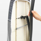 Brabantia Size D Ironing Board (53x18 in) Heat Resistant Parking Zone, Silver Frame, Non-Slip Feet, Suitable for Sit Down Ironing (Spring Bubbles)