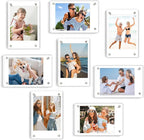 DomeStar Magnetic Acrylic Picture Frame 2.4 x 3.5 Inch, 8 Pack Double-Sided Holder for Refrigerator, Locker, or Metal Cabinet, Fits Instant Photo, Mini Film, Retro Camera, Notes & Pictures