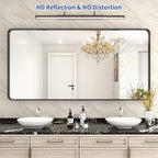 WEER Black Bathroom Mirror 72x36 Inch, Black Metal Framed Mirror for Wall, Large Rounded Rectangle Matte Black Vanity Mirror Farmhouse, Anti-Rust, Tempered Glass, Hangs Horizontally or Vertically