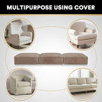 PrinceDeco Velvet Stretch Couch Cushion Cover Soft Cushion Slipcover for Chair Loveseat Sofa Cushion Furniture Protector Seat Cushion Sofa Cover (3 Piece XL Sofa Cushion Covers, Taupe)