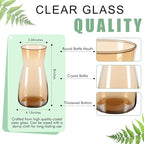 Thenshop 10 Pcs 8'' Tall Clear Flower Vase Wide Mouth Crystal Glass Boho Decorative for Centerpieces Bulk Tall Vase for Flower Bouquets Rustic Home Decor Wedding Housewarming Gift (Amber)