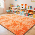 Mottling Orange Fluffy Rug Shaggy Area Rug, 8x10 Area Rugs for Girls Bedroom, Big Soft Shaggy Bedside Non-Slip Plush Dorm Nursery Kids Carpet Home Decor Aesthetic