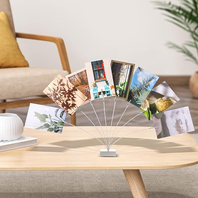 2 Pcs Photo Tree Holder Clip Cube Base,8 - Branch Money Trees Gift Card Holder with Clips,Picture Stand for Christmas Wedding Greeting Birthday Party Gift Silver