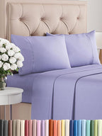 Twin XL Sheets Set 4 Piece - Includes 2 Pillowcases - Bed Sheets Twin XL Size - Soft Hotel Luxury Bedding - Cooling, Comfy & Breathable - 1 Flat & 1 Fitted & 2 Pillowcases w/ Deep Pockets - Lavender